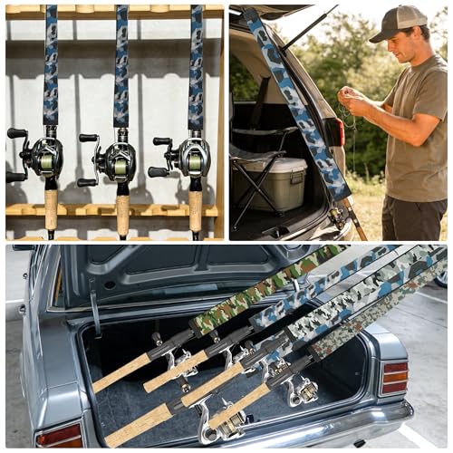 Neoprene Camo Fishing Rod Sleeves,Fishing Pole Sleeves,Fishing Rod Socks | UV Resistance,Puncture Resistant, Protect Casting, Spinning, Trolling Fishing Rods, Storage, tangled-free,75in,68in,60in - color: 2-Dark Camo, size: 69"