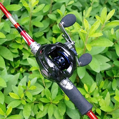 Fishdrops Baitcaster Reel Ultra-Light Baitcasting Fishing Reel, 7.0:1 Gear Ratio, 12.12LB Drag Magnetic Brake, Smooth 11+1BB, Freshwater & Saltwater and Affordable Low Profile Bait Caster Reel - color: Left Handle-Blue Color