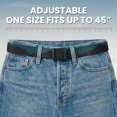 JeltX Adjustable Elastic Belts for Men and Women, Non-Slip Stretch Belt with Magnetic Belt Buckle and Grippy Gel - color: Treeline