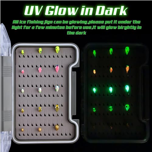 Tungsten Ice Fishing Jigs Kit - 15/21/45pcs Effective Glow Lures for Crappie, Panfish, Walleye - color: Colorful (15pcs)