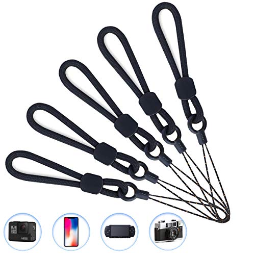 YOUOWO 5Pack Short Rope Small Black Lanyard,Ring Lanyards Finger Strap | Cute Circular Lanyard,for Phone Cases,Keys,USB Flash Drive - color: 5 Black Lanyard Finger