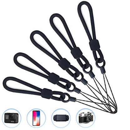 YOUOWO 5Pack Short Rope Small Black Lanyard,Ring Lanyards Finger Strap | Cute Circular Lanyard,for Phone Cases,Keys,USB Flash Drive - color: 5 Black Lanyard Finger