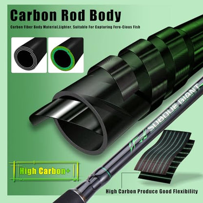 Sougayilang Spinning & Casting Catfish Rod,2 piece Medium Heavy Portable Travel Catfish Fishing Rod (7'/7'6"/8') - size: Casting Rod-2pcs-MH-7'6''