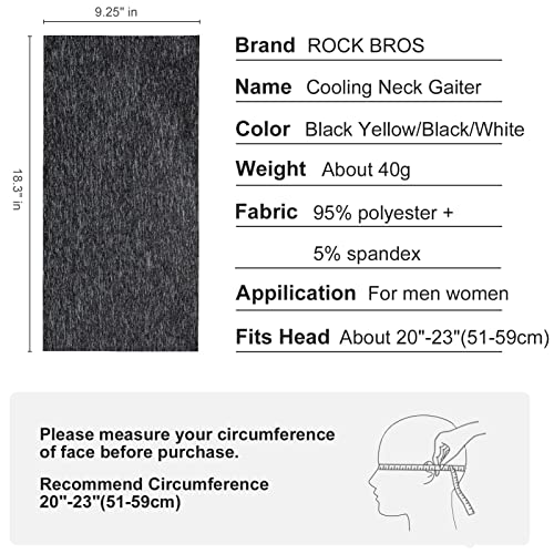 ROCKBROS Cooling Neck Gaiter Face Mask Fishing Scarf Face Cover for Men Women - color: Grey