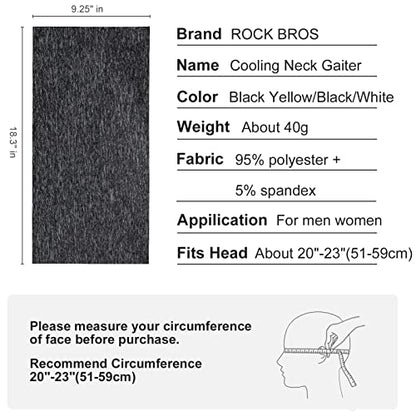 ROCKBROS Cooling Neck Gaiter Face Mask Fishing Scarf Face Cover for Men Women - color: Grey