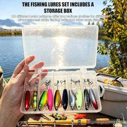 Kynzo Topwater Fishing Lures with Rotating Tail, Floating Bass Lures Hard Bait for Freshwater and Saltwater, Life-Like Surface Propeller Tail Spinner for Bass, Trout, Musky and Pike - color: A-10Pcs-lure