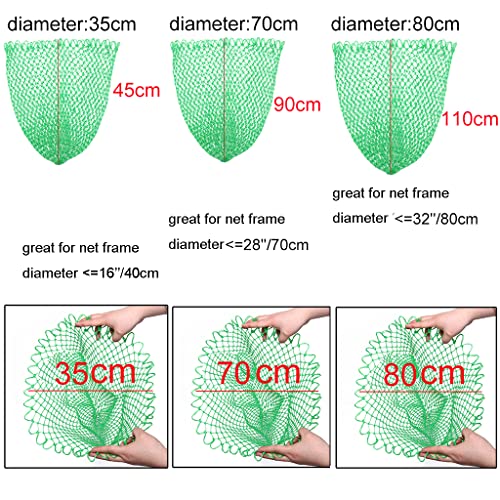Fishing Net Replacement Netting Fishing Landing Net Replacement Net for Freshwater Saltwater Fishing Green 6 Sizes - color: Diameter 14inch/35cm