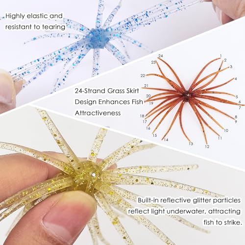 6 Pcs Soft Urchin Lures Fishing Saltwater Slow Floating Lures for Bass Trout Crappie - color: 3.54in/0.1oz