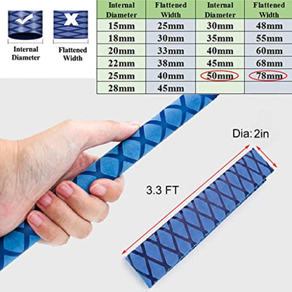 3.3 FT Dia 2'' Fishing Rod Shrink Wrap Tubing Heat Shrink Grip Non Slip Waterproof Hand Grip Wrap, Blue - size: Dia 50mm-2''(3.3 feet,Blue)