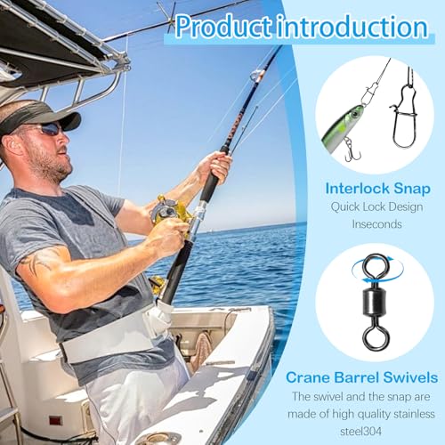 Fishing Leaders Steel Line Saltwater Fishing Leaders with Swivels and Snaps,11.8inch 35LB, 19inch 110LB - size: 12inch