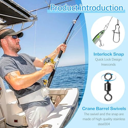 Fishing Leaders Steel Line Saltwater Fishing Leaders with Swivels and Snaps,11.8inch 35LB, 19inch 110LB - size: 12inch
