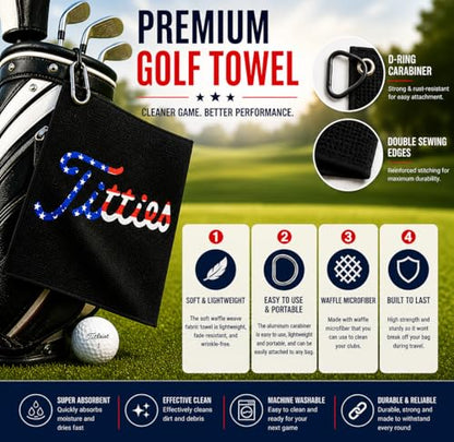 Funny Golf Towel with Clip, Microfiber Caddie Towel for Golf Bag, Gag Gifts | Golf Club Towel | Cool Golf Gifts for Men & Women | Golf Gag Gifts | Premium Golf Towel with Clip Holder | Disc Golf Towel - color: Usa