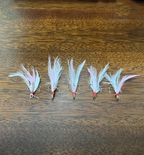 20Pcs Treble Fishing Hooks with Feather Size Stainless Steel Barbed Sharp Triple Fishhook with Box for Saltwater Freshwater - color: 20pcs-Pink White Feather, size: 6#