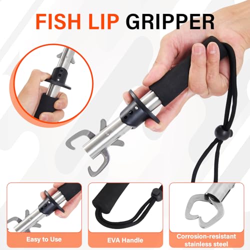 Fishing Tool Set, Fish Lip Gripper Pliers and Upgraded Muti-Function Fishing Pliers, for Fly Fishing, Ice Fishing, for Fishing Enthusiasts - Gift for Men