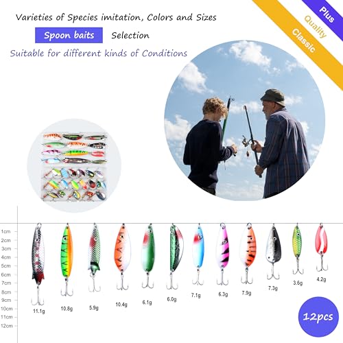 EXAURAFELIS 10/30pcs Fishing Lure Spinnerbait with Feathered Treble Hooks Rooster Tail Fishing Lures Spoon Lures for Bass Salmon Trout Spinner Baits with Tackle Box - color: 30pcs spinnerbaits & spoon lures