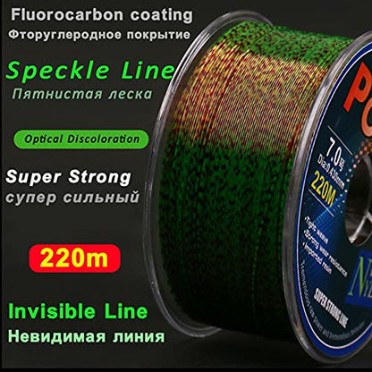 Fishing Wire 220 Meters Fluorocarbon Coated Fishing Line Spotted Line Monofilament Nylon Invisible Speckle Carp Fishing Line Nylon String (Color : 220M Green, Size : 6.0-0.400mm-29lb) - size: 6.0-0.400mm-29lb