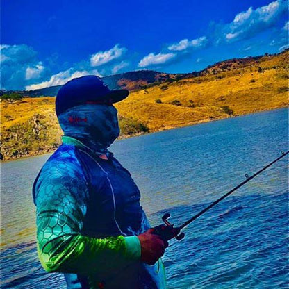 BASSDASH UPF 50+ UV Sun Protection Neck Gaiter Fishing Mask Hunting Kayaking Hiking Cycling Ski Sports - color: Water Camo
