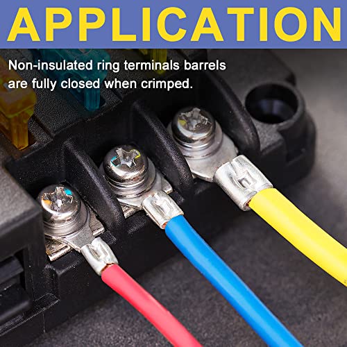 haisstronica Ring Terminals,330PCS Non-Insulated Wire Connectors Kit,Brazed Seam Fork Ring Terminals of Tinned Red Copper,AWG 22-10 Electrical Wire Crimp Connectors - size: AWG 22-10
