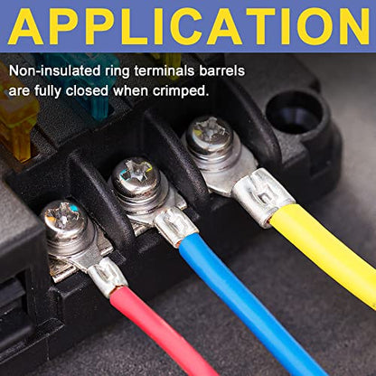 haisstronica Ring Terminals,330PCS Non-Insulated Wire Connectors Kit,Brazed Seam Fork Ring Terminals of Tinned Red Copper,AWG 22-10 Electrical Wire Crimp Connectors - size: AWG 22-10