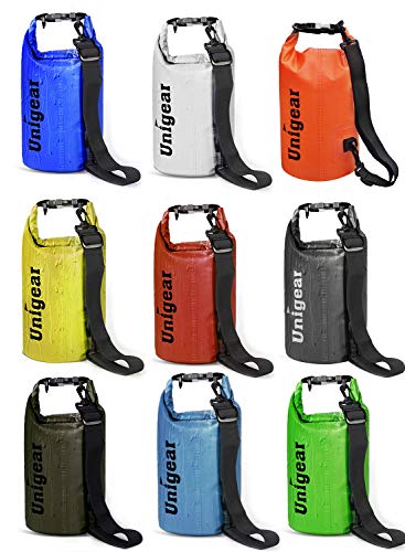 Unigear Dry Bag Waterproof, 2L/5L/10L/20L/30L/40L Floating and Lightweight Bags for Kayaking, Boating, Fishing, Swimming and Camping with Waterproof Phone Case - color: Black, size: 10L