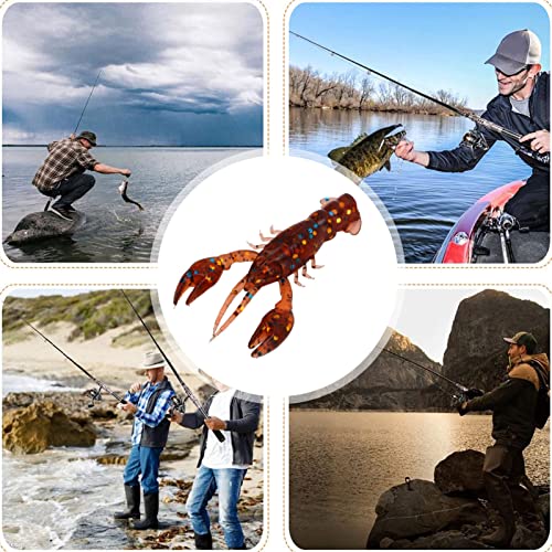 10pcs Crawfish Soft Lure Fishing Lure Crawdad Bait PVC Shrimp Artificial Soft Lure Baits for Bass Fishing Crayfish Baits Swimbait - color: Dark Brown