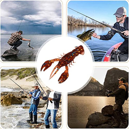 10PC Soft Fishing Lure Crawdad Bait Creature Baits Fishing Lure Set Bass Fishing Lures Soft Plastic Fishing Lures PVC Shrimp Artificial Soft Lure Baits Crawfish Bait Shrimp - color: Dark Brown