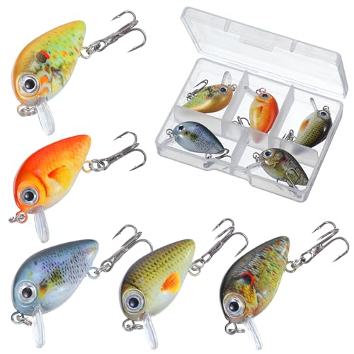 5 Pcs Mini Fishing Lures Hard Baits Hooks Micro Fishing Lures Crankbaits Baits Topwater for Freshwater and Saltwater - style: Style 1