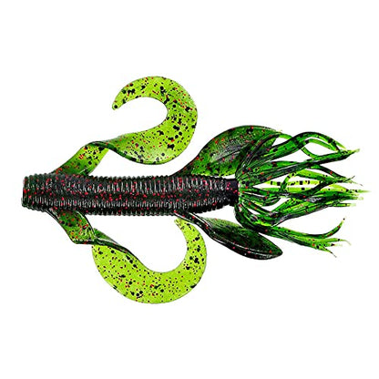 Yamamoto Custom Baits 4" Kreature Soft Creature Bait, 7-Pack, Bass Fishing Soft Plastic Lure, Multiple Colors - color: WATERMELON W/ BLACK & RED FLAKE