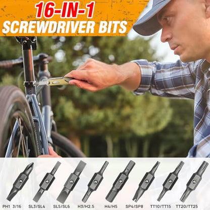 BIBURY Multitool Pliers Pro BI2045, 31-in-1 Stainless Steel Multi Tool with Replaceable Wire Cutters and Saw, Foldable Heavy-duty Multitool Set with Scissors and Screwdriver for Hiking Camping Repair - color: Golden