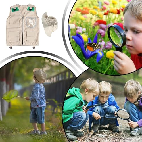 Kids Fishing Vest | with Pocket Washable Outfit,Kid Outdoor Safari Cargo Vest | for Youth Girls Boys Outdoor Camping Trekking Hiking Fishing Exploration Backyard
