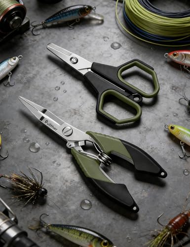 Fishing Tools Kit, Fishing Pliers,Fishing Scissors, Fishing Line Cutter for Braided Fishing Line,Fishing Gear with Lanyard - color: 6.5"Fishing Pliers Green