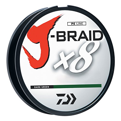 Daiwa J-Braid 300M 8-Strand Woven Round Braid Line - color: DARK GREEN, size: 65 lb