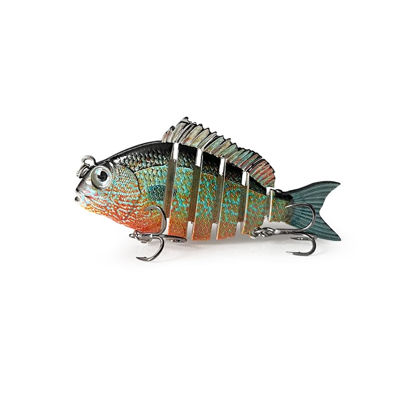 3pcs Multi-Jointed Panfish Bluegill Swimbait Hard Sinking Bass Fishing Lure with Sharp Treble Hooks, Lifelike Fishing Lures for Bass Trout Walleye Crappie, Amazing Swimbaits Gift - color: 05-3.15inches