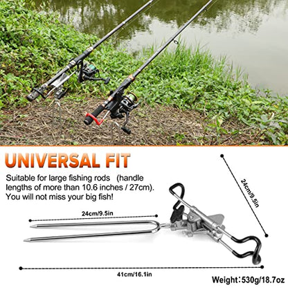 PLUSINNO Fishing Rod Holders - Upgraded 360 Degree Adjustable Fishing Pole Stand Equipment for Bank, Beach, Gift for Men - style: 2 Pack Fishing Rods Holder-grey