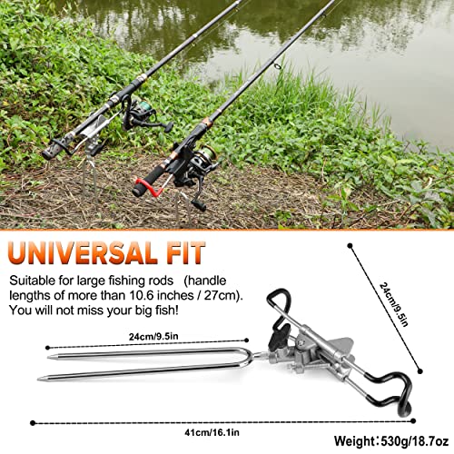 PLUSINNO Fishing Rod Holders - Upgraded 360 Degree Adjustable Fishing Pole Stand Equipment for Bank, Beach, Gift for Men - style: 2 Pack Fishing Rods Holder-grey