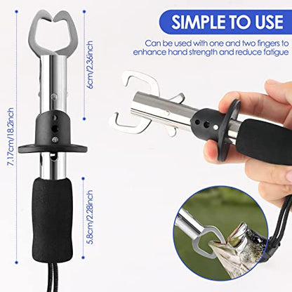 mouhike Fishing Tool Kit Fishing Pliers, Fish Lip Gripper, Fishing Hook Remover, Handheld Digital Fishing Scale, Ice Fly Fish Pliers Fishing Gear Accessories Fishermen Gift (Battery Not Included) - color: Silver+Black, style: 7pcs_Tools(Battery Not Includ