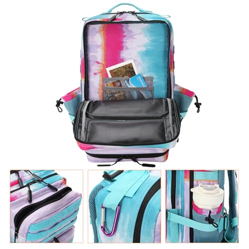 Lovelinks21 25L Tactical Military Backpack Small Travel Backpack for Men and Women Assault Pack Bug Out Bag Molle Daypack Gym Backpack with Bottle Holder (Rainbow Tie Dye) - color: Rainbow Tie Dye