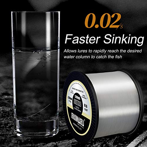 RIKIMARU Fluoro Fishing Line, 100% Soft Fluorocarbon Coated Fishing Line - size: 2 lb/0.14 mm/1200 yds