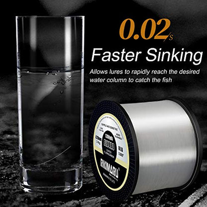 RIKIMARU Fluoro Fishing Line, 100% Soft Fluorocarbon Coated Fishing Line - size: 10 lb/0.28 mm/300 yds
