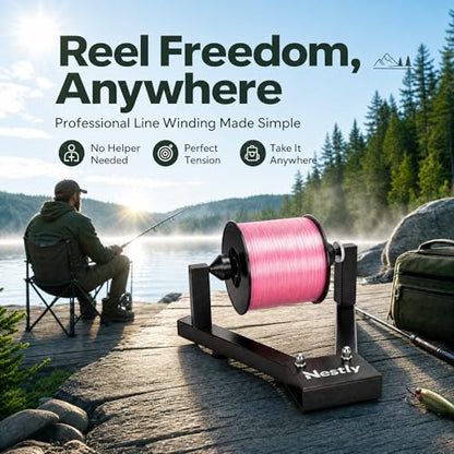 Fishing Line Spooler for Large Spools, Holds filler and bulk spools, Width Less than 5 in, Portable line winder fishing line Spooler with heavy-duty steel construction, Foldable and Adjustable Tension