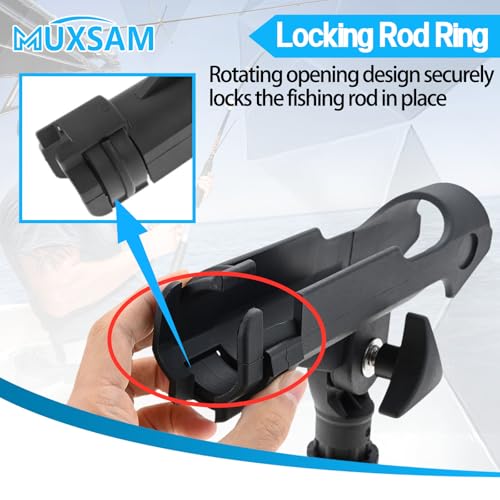 Kayak Fishing Rod Holder with Track Mount Universal T-Shaped Screw, 360° Adjustable 7726N Boat Fishing Pole Holder Mounted on Rail for Kayak, Canoe, Fishing Boat