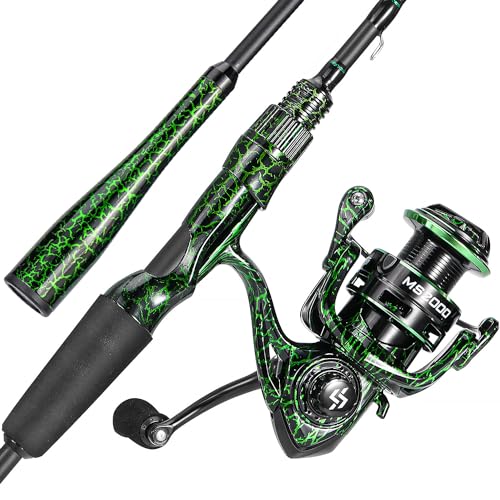 Sougayilang Casting Fishing Rod Combos, IM6 Graphite 2Pc Blanks, Anti-Reverse Baitcasting Reel, Stainless Steel Guides - size: 7'0" Medium Heavy- Fast- 2piece, style: Spinning With 2000 Size Reel