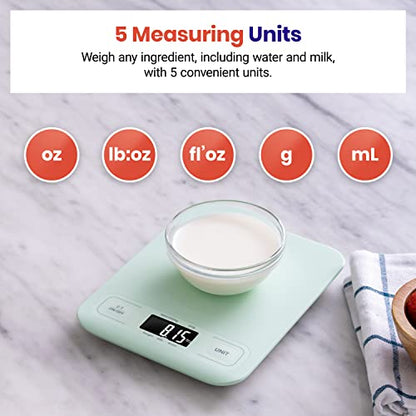 Etekcity Food Kitchen Scale, Digital Grams and Ounces for Weight Loss, Baking, Cooking, Keto and Meal Prep, LCD Display, Medium, Green - color: Mint Green