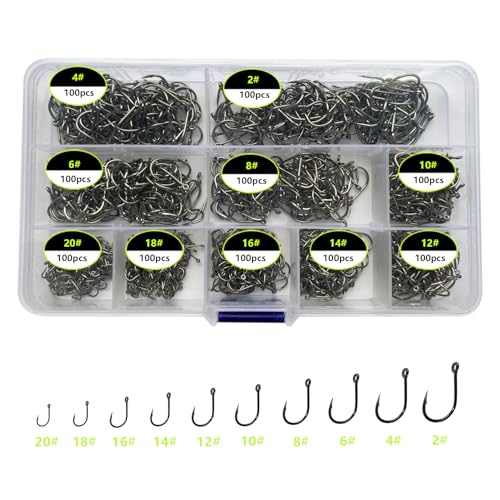 1000pcs 600pcs 300pcs Small Fish Hooks for Freshwater, 10 Specifications of Trout Fishing Hook Set - style: 1000pcs