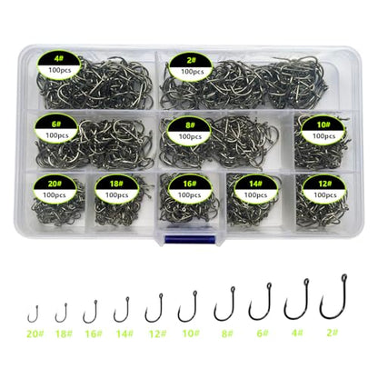 1000pcs 600pcs 300pcs Small Fish Hooks for Freshwater, 10 Specifications of Trout Fishing Hook Set - style: 1000pcs