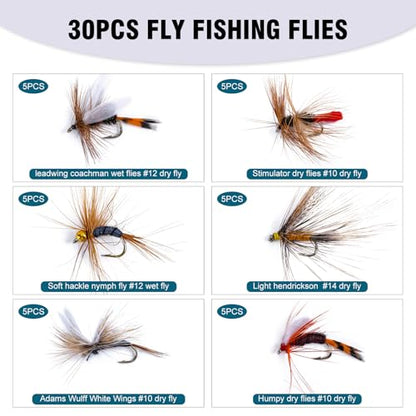 Goture Fly Fishing Poppers Lures, Topwater Popper Flies Bugs Lure, Fly Fish Poppers Fishing Lures Kit, Dry Flies for Panfish Bluegill Crappie Sunfish Bass Trout Salmon - color: B1:46pcs Flies