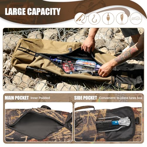 Fishing Pole Bag Rod Case, Folding Fishing Pole Bag Fishing Gear - color: Camouflage
