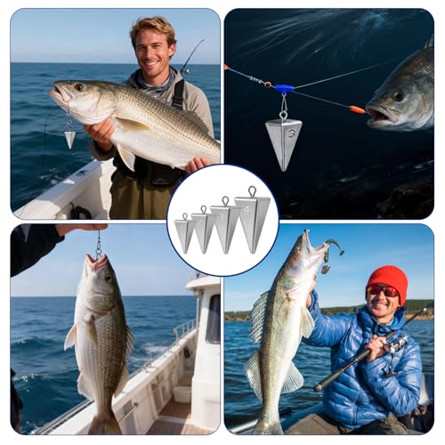 Pyramid Sinkers Fishing Weights Sinkers, Saltwater Fishing Weights Assortment Pyramid Weights for Surf Fishing - size: mixed-10pcs(1oz4pcs+2oz3pcs+3oz3pcs)