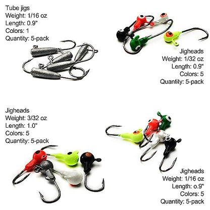 Crappie Lures Tube Lures Jigs Heads Worms Swimbaits Kit, 165, 124, 50 Pcs Pre-Rigged Crappie Jigs Tube Hooks Soft Plastic Grub Worms Baits for Bass Trout Freshwater Saltwater Fishing - color: 124 Pcs - Crappie Lures Tube Lures