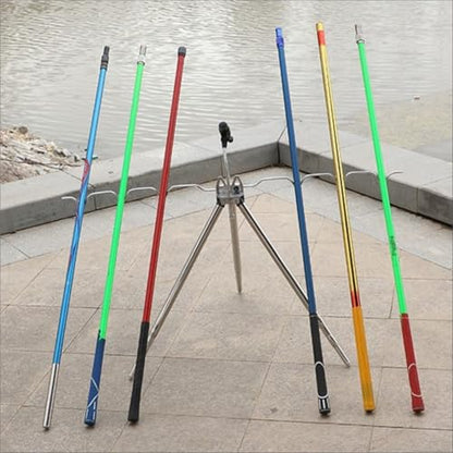 Fishing Rod Holder, Aluminum Alloy Tripod, Ground Bank Mounting, 16-21 Inch Telescopic Legs, Adjustable Height